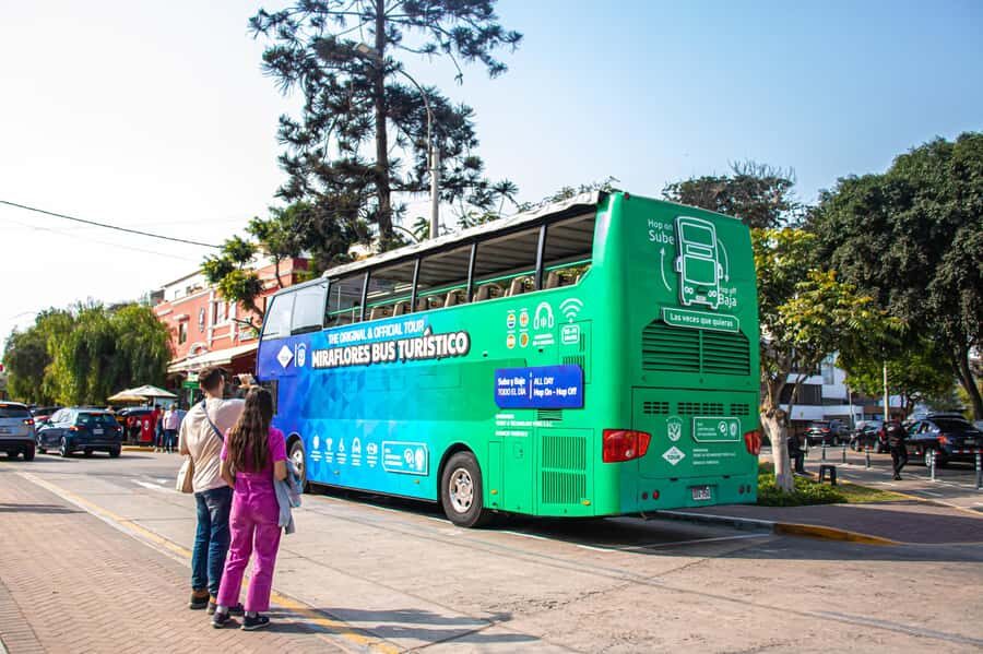 Hop on - Hop Bus in Miraflores - Where You Meet: the JW Marriott booth and Reserve 616 boardwalk